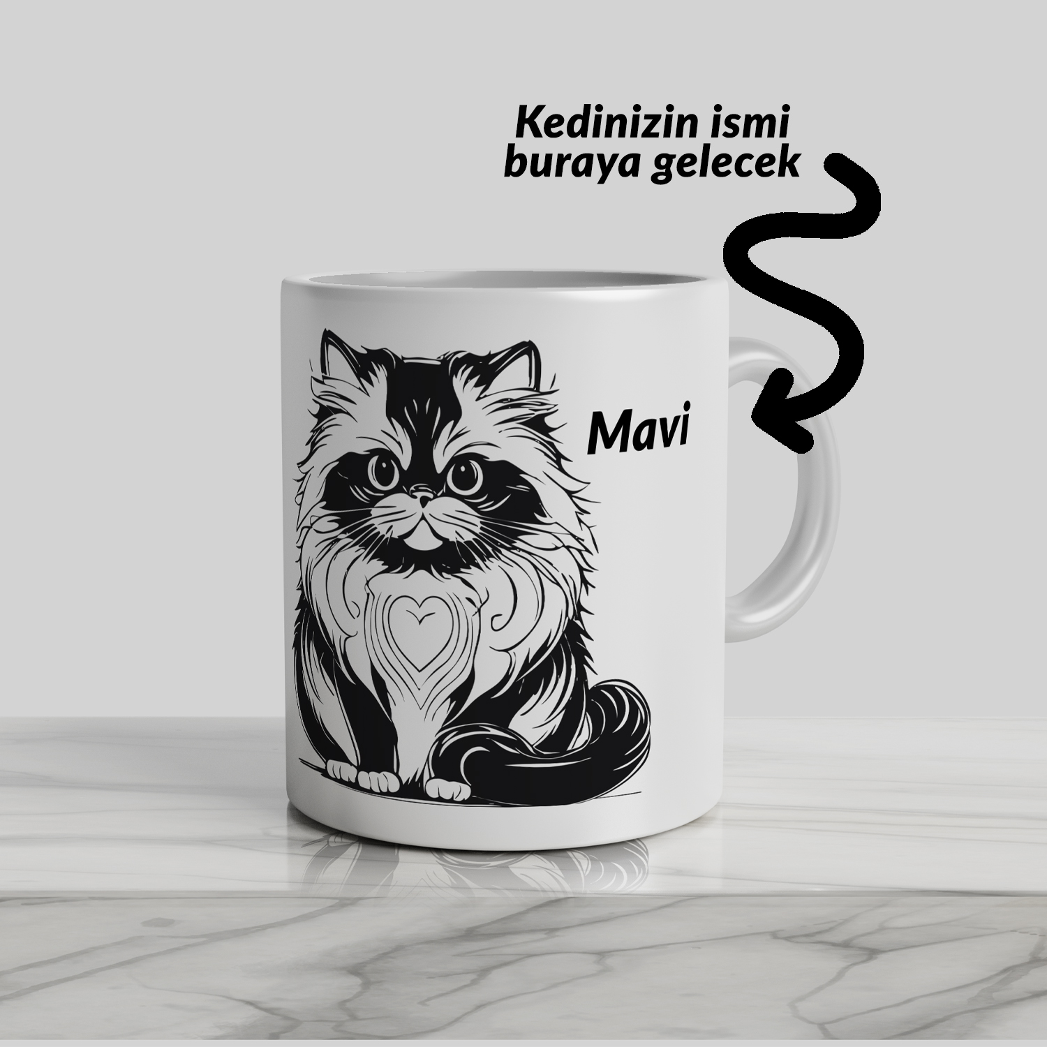 İsme Özel Kupa, Kedi Tasarımlı