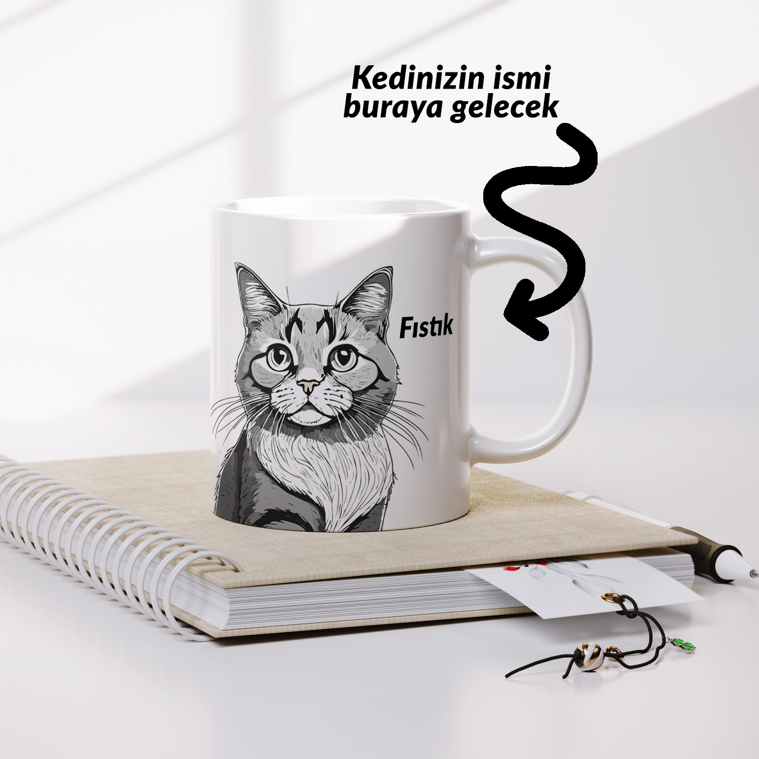 Kedi Severlere Hediye: Gezgin Kedi Tasarımlı Kupa